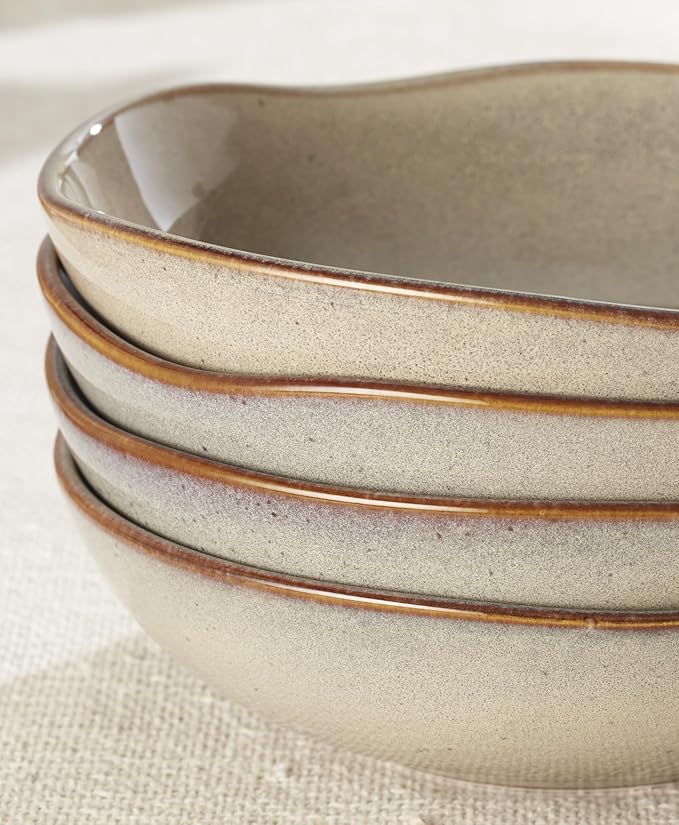 Oneida 899210 Organic Shades Oatmeal Pasta Bowls, Set Of 4, Service For 4