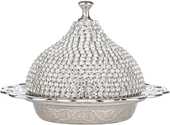 Alisveristime 27 Pc Ottoman Turkish Greek Arabic Coffee Espresso Serving Cup Saucer Crystal Set (Gelincik) - Handcrafted Traditional Set with Hilal Motifs (Silver)