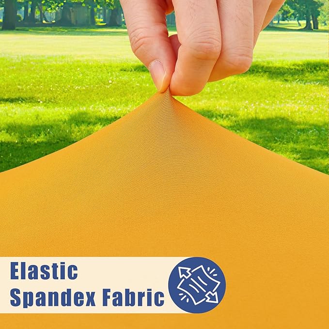 Round Spandex Tablecloth, Elastic Fitted Waterproof Tablecloths for 36"-44" Tables, Stretch Washable Picnic Table Cover for Camping, Dining, Indoor and Outdoor, Mustard Yellow