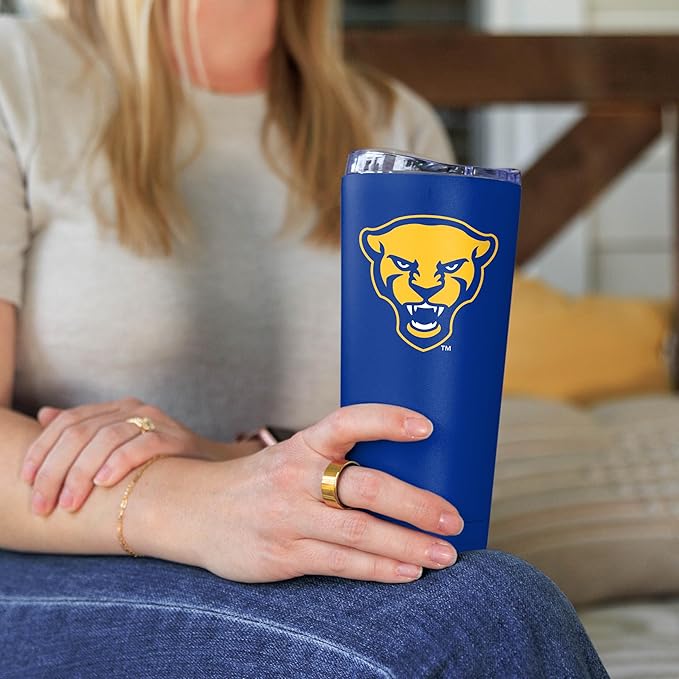 Logo Brands NCAA 20 oz Powder Coat Stainless Tumbler -Double-Wall Insulated Everday Tumbler for Hot or Cold Drinks, High Lip Lid, Team Color