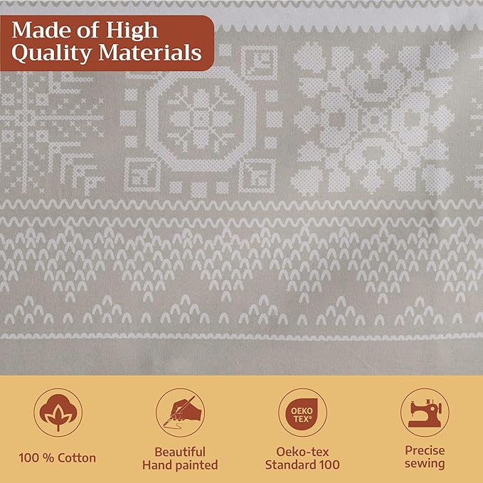 Maison d' Hermine Table Cloth Rectangle Table 100% Cotton 60 x 120 Inches Fall Tablecloth Reusable Everyday Use for Thanksgiving Christmas Decorations Dining Farmhouse Party (Cozy Christmas)