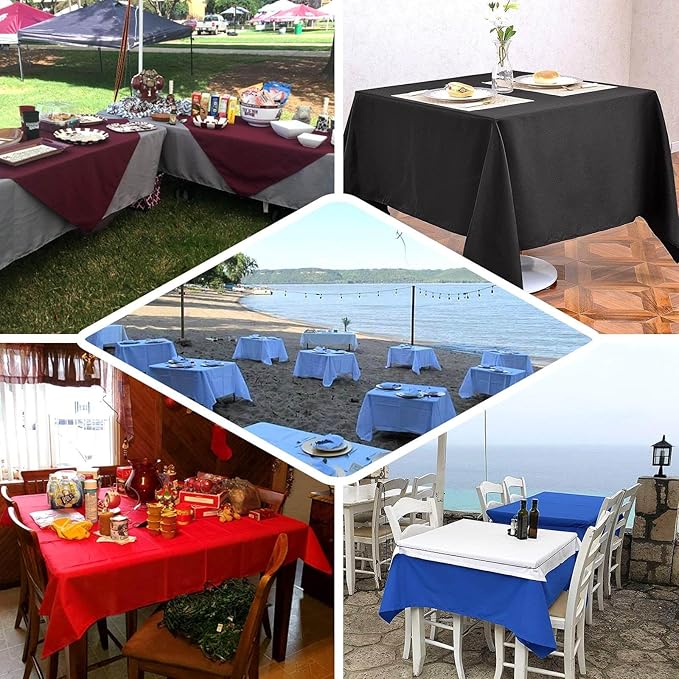 Efavormart 70" Premium Square Polyester Tablecloth for Wedding Kitchen Dining Events - Moss Green