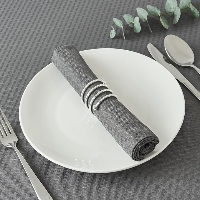 maxmill Cloth Napkins Weaved Texture Pattern Soft Comfortable and Luxury Serviette for Restaurant Family Dinners Weddings Parties and Banquets Set of 4 Pieces, 20 x 20 Inch Charcoal Gray