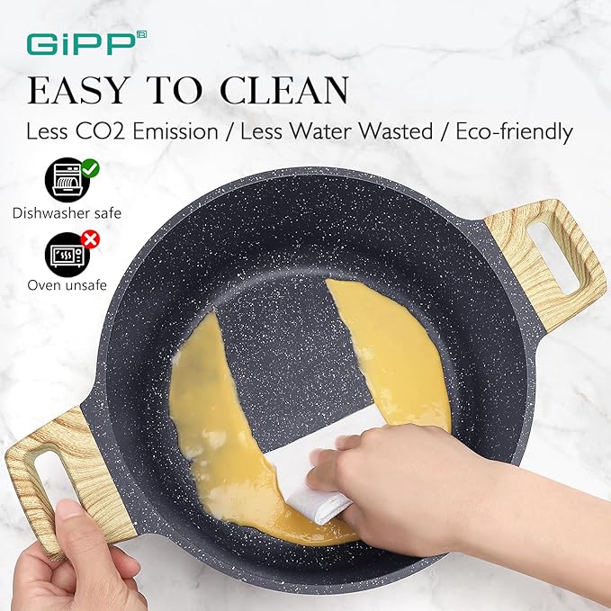 GIPP 22 Piece Pots and Pans Set No stick- Nonstick Ceramic Cookware Sets, Non-toxic Healthy Kitchen Cooking Set/Frying Pans Set, Dishwasher Safe, PFAS PTFE PFOA PFOS Free