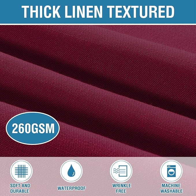H.VERSAILTEX Linen Textured Table Cloths 54 x 54 Inch Premium Solid Tablecloth Spill-Proof Waterproof Table Cover for Dining Buffet Feature Extra Soft and Thick Fabric Wrinkle Free, Christmas Red