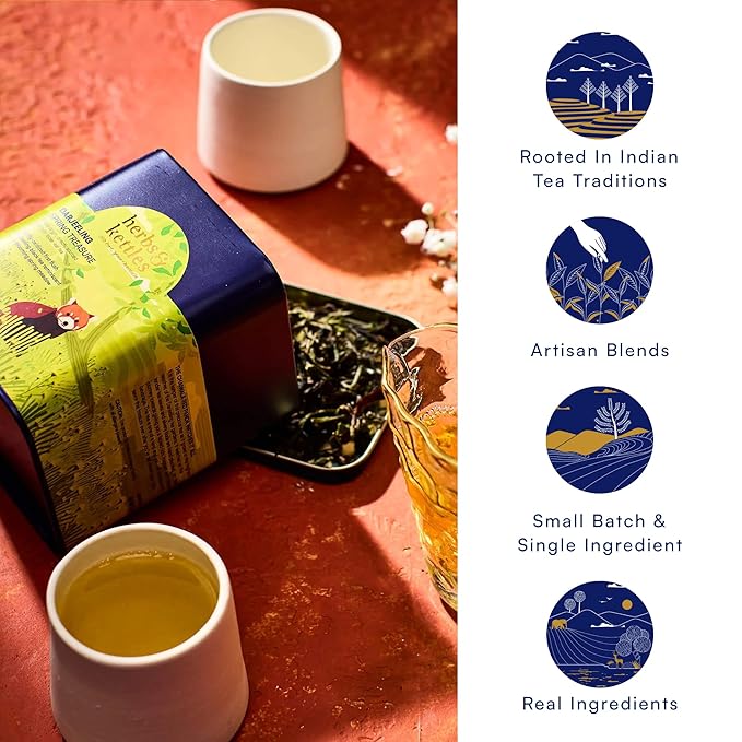Herbs & Kettles Darjeeling Spring Treasure 2025 First Flush Tea | Whole Leaf AV-2 from Mirik Valley | Floral & Fresh Vegetal Notes of Jasmine & White Peach | 10–12 Servings, 20–30 Cups