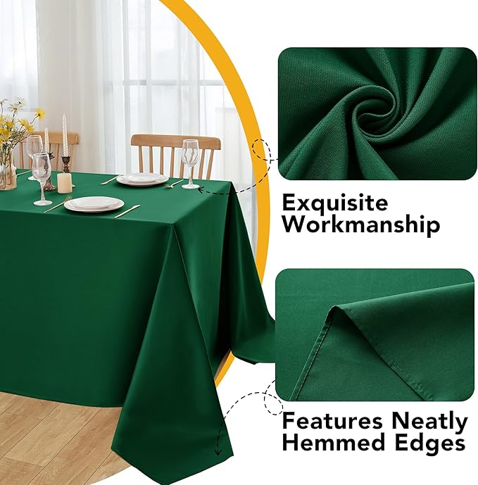 6-Pack Hunter Green Tablecloths for Square Tables, 54 x 54 Inches, Stain-Resistant Polyester Fabric for 2 Foot Tables - Washable Table Covers for Weddings, Banquets, Birthday Parties, Events