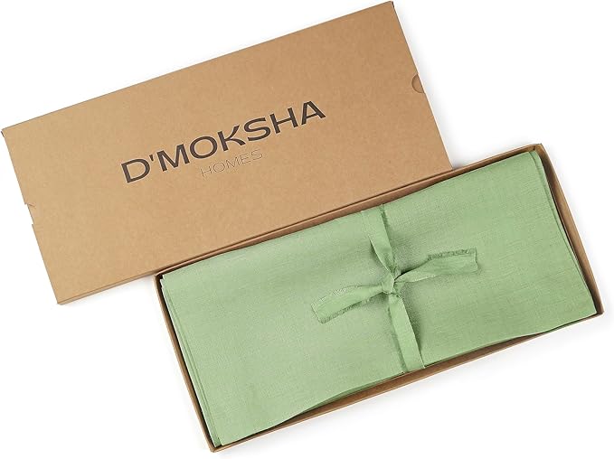 D'Moksha Homes Linen Sage Green Table Runner 144 Inches Long - 100% Pure Linen Extra Long Table Runner 14 x 144 Inch for Spring, St Patricks Day, Easter - Machine Washable