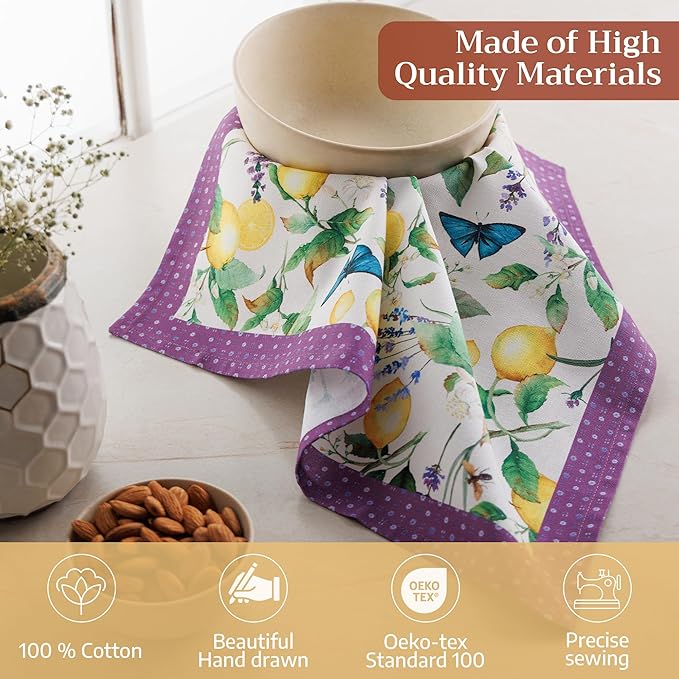 Maison d' Hermine Cloth Napkins Set of 4 100% Cotton Everyday Reusable Square Napkins Cloth Washable Dinner Party Wedding Restaurant Valentines Day Decorations Spring/Summer (Sivergue, 18" x 18")