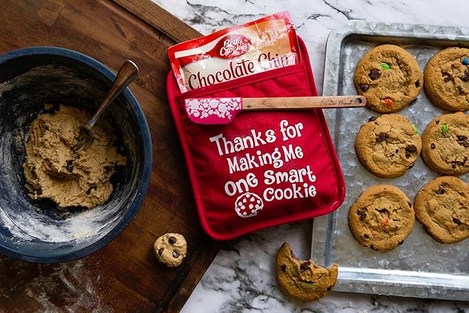Teacher Appreciation Gift for Women - Thank You Present Potholder - One Smart Cookie Oven Mitt - Set of 2 (One Smart Cookie w/ Keychain)