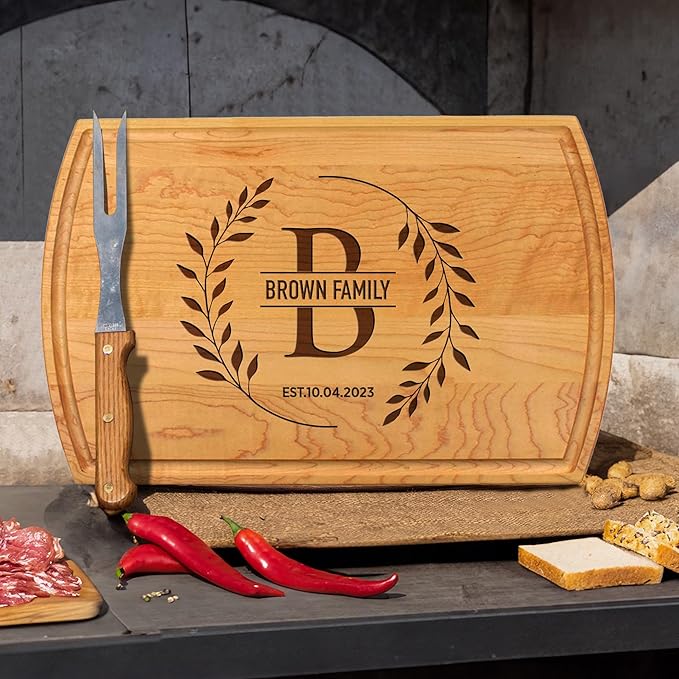 Personalized Cutting Boards Wood Engraved – Lovely Birthday, Anniversary, Bridal Shower, Wedding Present – Christmas gift- House warming gift for couple- Master Grill- Dad-US Handmade