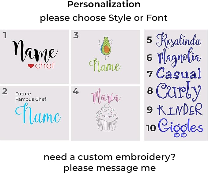 Kids Apron - Embroidered Personalized Cooking Custom Apron with Name, Adjustable, Cotton, with Pockets, for cooking