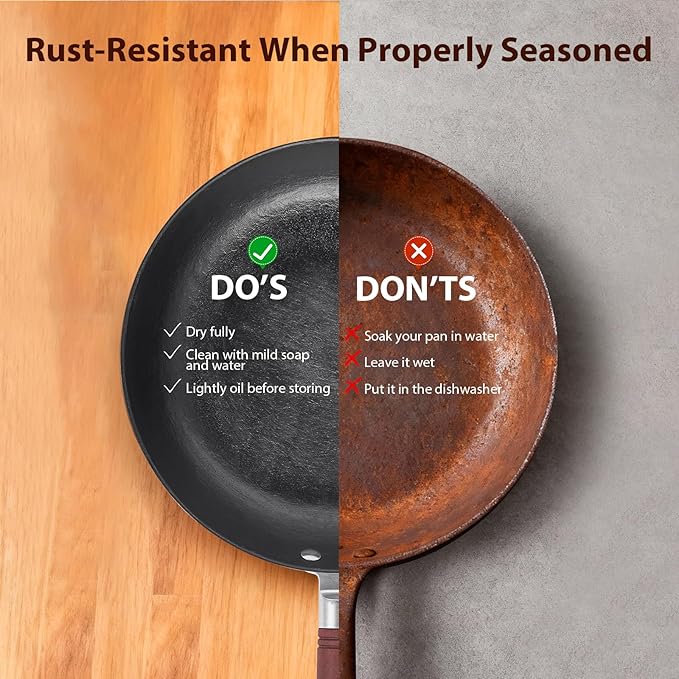 WANGYUANJI 11 Inch Cast Iron Skillet with Glass Lid, Deep Flat Bottom Frying Pan, Uncoated Naturally Nonstick Pan for Steak, Eggs & Stir-Fry, Compatible with Gas, Electric & Induction Cooktops