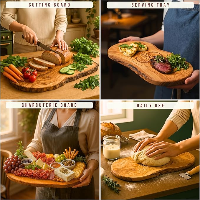 Personalized Olive Wood Cutting Board - Custom Charcuterie Boards, Housewarming, New Home, Valentines Day Gifts for Women, Men, Him, Friends, Wedding, Bridal Shower, Engagement, Anniversary, Family
