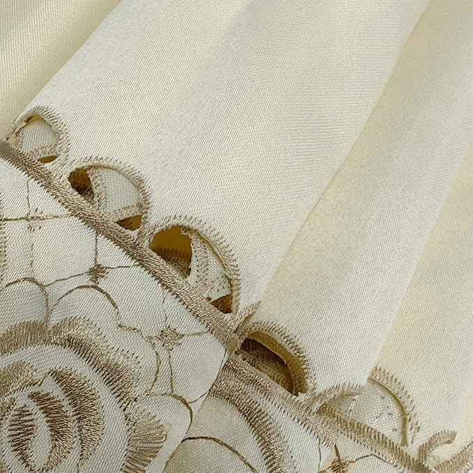 Sandweek Round Table Cloth Embroidered Flower Lace Tablecloth Wrinkle Free & Stain Resistant Fabric Tablecloths Table Cover for Kitchen Dinner (Round 84 inch)