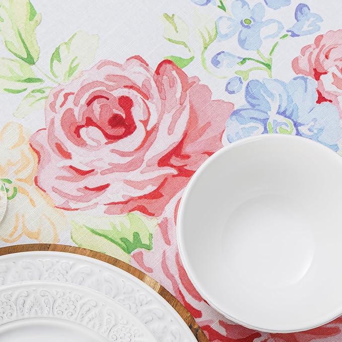 Maison d' Hermine Table Cloth Round Table 100% Cotton 63 Round Inches Tablecloth Reusable Decorative for Dining Room Farmhouse Home Valentines Day Decorations Spring Summer - Vintage Floral