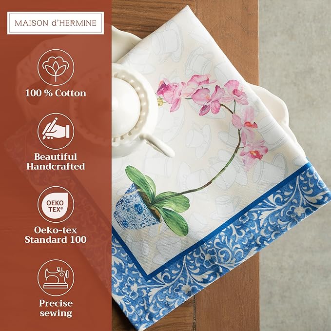 Maison d' Hermine Cloth Napkins Set of 4 100% Cotton Everyday Reusable Square Napkins Cloth Washable Dinner Party Wedding Restaurant Valentines Day Decorations Spring/Summer (Canton, 20" x 20")