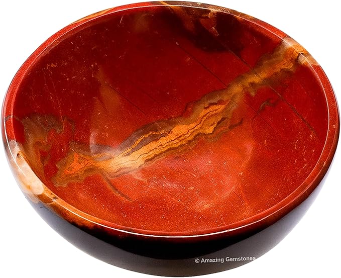 Red Jasper Crystal Bowl - 2 Inch Decorative Bowls for Room and Home Decor - Gemstone Healing Crystals for Elegant Display, Positive Energy Balance and Gift