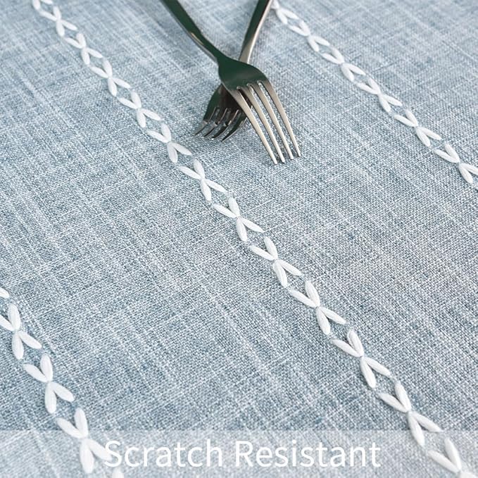Zobesta Blue Table Cloth Rectangle 70 x 53 Inch, Cotton Blue Stripe Tablecloth Rectangle, Washable Farmhouse Soft Boho Tablecloths for Party, Holiday, Picnic, Dining, Outdoor