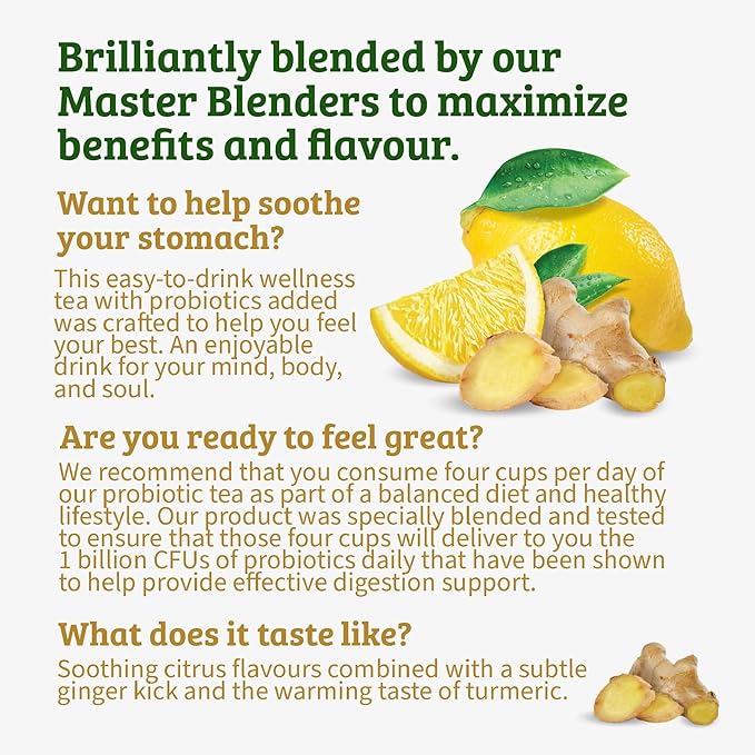 Twinings Probiotics+ Lemon & Ginger Herbal Tea K-Cup Pods for Keurig, 24 Count (Pack of 1), Supports Digestive Health, Naturally Caffeine-Free, Enjoy Hot or Iced