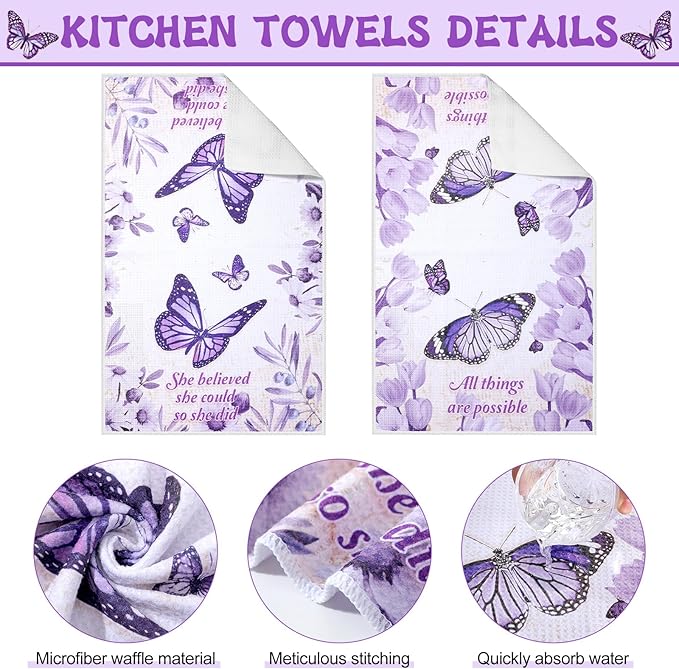 Hoolerry 6 Pcs Kitchen Apron Dish Towels Oven Mitts and Pot Holders with Spatula for Women Wife Grandma Cooking Baking Gifts