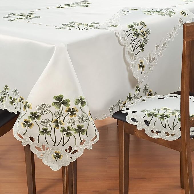 Decozen Ivory Table Cloth - Rectangle Lace Linen Tablecloth Intricate Cutouts Embroidery - Perfect for Kitchen Dining Room Table Home Decor Wedding Receptions - 60 x 120 inches - The Clem Collection
