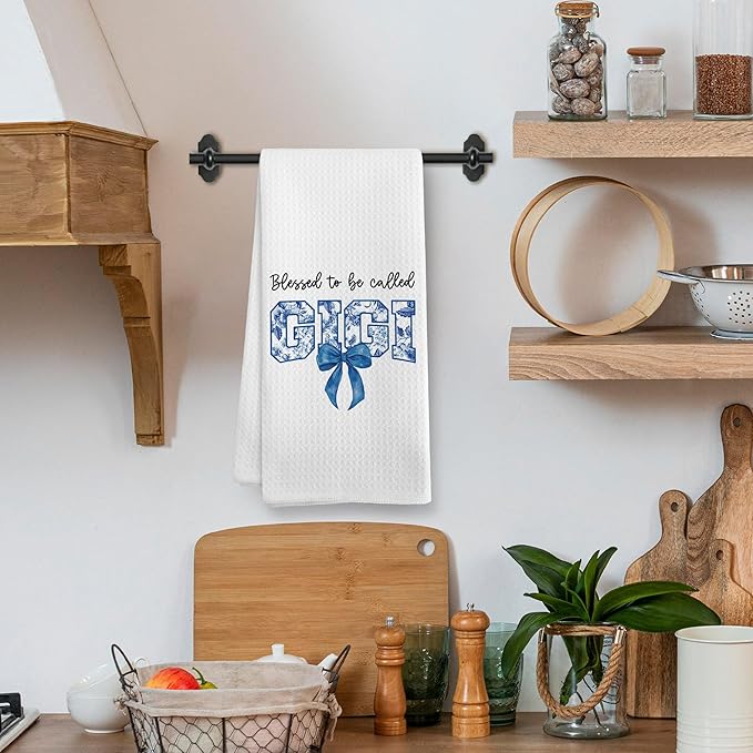 Gigi Gifts Gift for Grandma from Grandkids, Mothers Day Christmas Birthday Kitchen Gifts for Gigi, Blessed to be Called Gigi Chinoiserie Kitchen Dish Hand Tea Towels for Bathroom, 16x24 Inch
