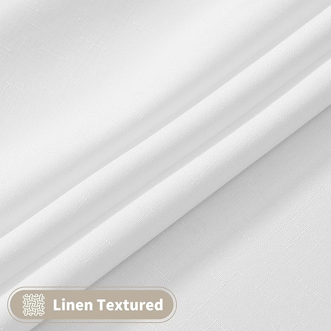 Faux Linen Tablecloths for Rectangle Tables, Burlap Textured Table Cloths Washable Farmhouse Table Cover Water Resistant for Dining, Wedding, Outdoor(White, 60" Round)