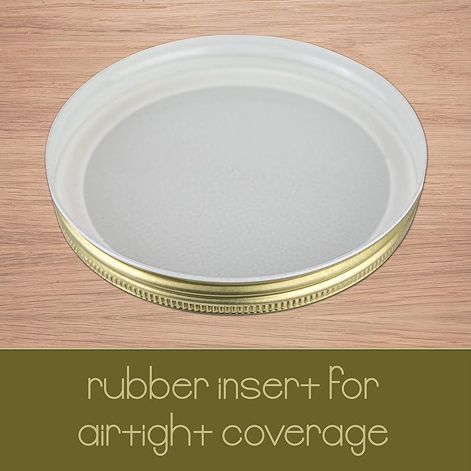 kitchentoolz 1 Gallon Glass Large Mason Jar Wide Mouth with Metal Airtight Lids (4 Pack) - Fermentation Kombucha Kefir Kimchi - Storing Canning Pickling Containers -Gold Lids