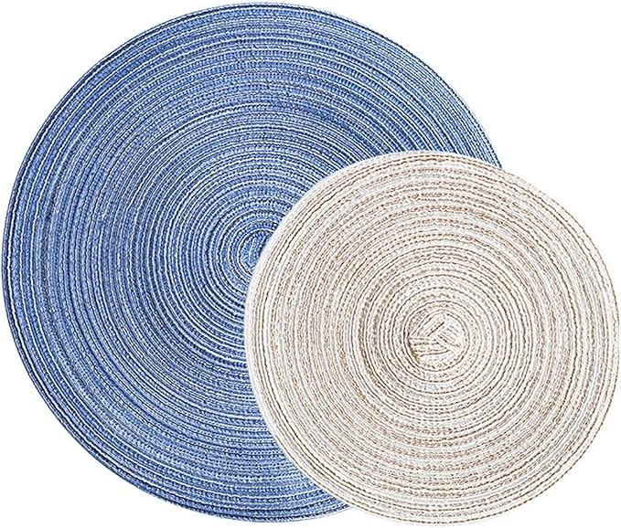Table Mats Coasters Pad Round Stand for Mugs Anti Slip Drink Insulated Placemats Kitchen Furniture Doily(Blue 18cm)
