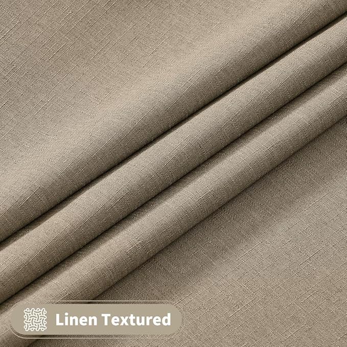 Faux Linen Tablecloths for Rectangle Tables, Burlap Textured Table Cloths Washable Farmhouse Table Cover Water Resistant for Dining, Wedding, Outdoor(Khaki, 60"×84")