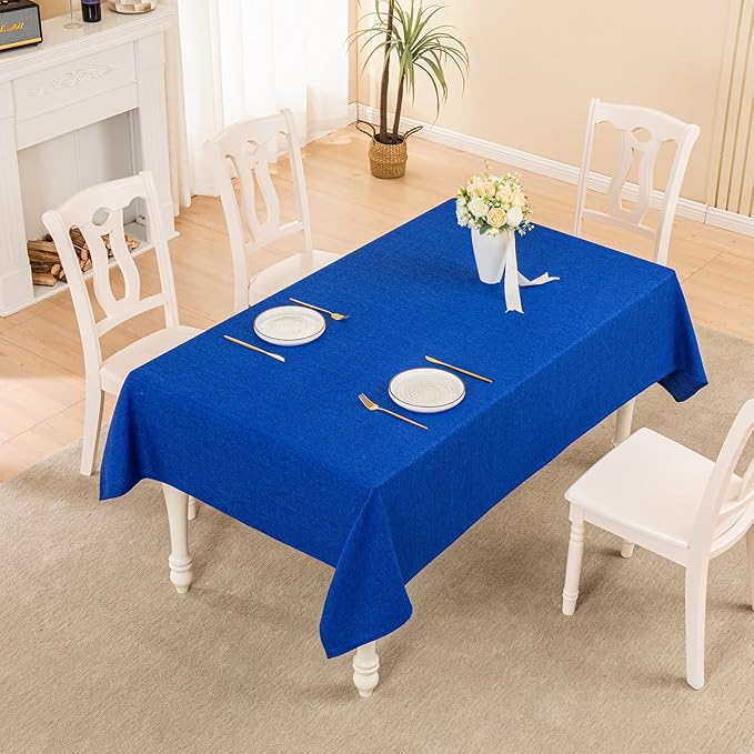 BALCONY & FALCON Rectangle Tablecloth Washable Wrinkle Resistant and Water Proof Table Cloth Decorative Linen Fabric Tablecloths for Dining Parties Kitchen Wedding and Outdoor Use (Royal Blue, 57x118)