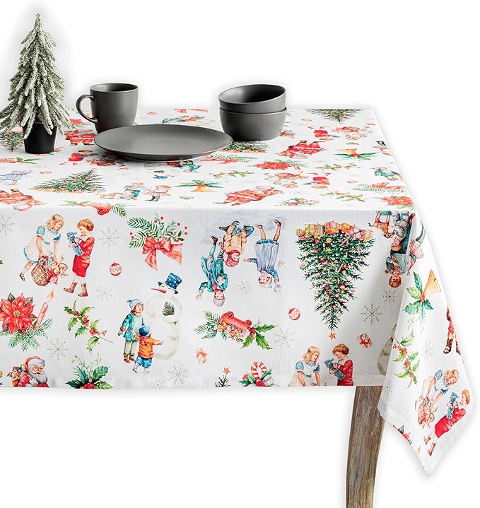 Maison d' Hermine Table Cloth Square Table 100% Cotton 54 x 54 Inches Fall Tablecloth Reusable Everyday Use for Thanksgiving Christmas Decorations Dining Farmhouse Party (Chromo)