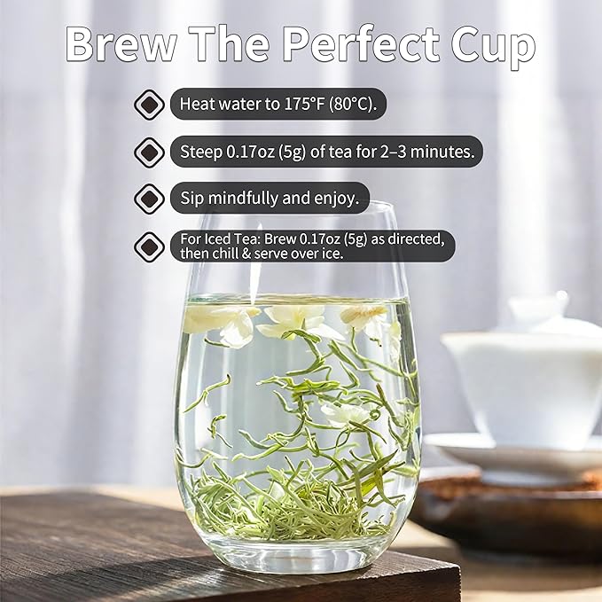 Choteaweis Chinese Jasmine Green Tea Loose Leaf Pure Leaves in Iron Can Green Tea | 100% Natural with No Artificial Additives | 7.05 Ounce (200g)