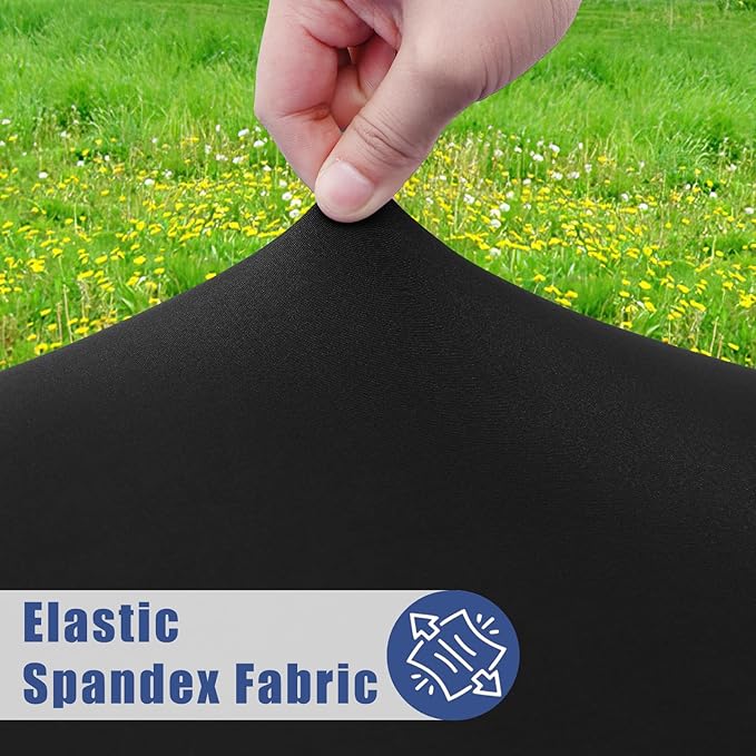 Round Spandex Tablecloth, Elastic Fitted Waterproof Tablecloths for 31"-35" Tables, Stretch Washable Picnic Table Cover for Camping, Dining, Indoor and Outdoor, Black