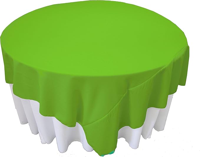 LA Linen Polyester Poplin Washable Square Tablecloth, Stain and Wrinkle Resistant Table Cover 90x90, Holiday 90 by 90-Inch, Lime, TCpop90x90_LimeP84