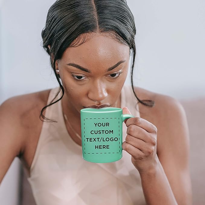 Custom Ceramic Coffee Mugs 11 oz. Set of 50, Personalized Bulk Pack - Coffee cup set, Iced coffee cup, Gaming mug - Teal