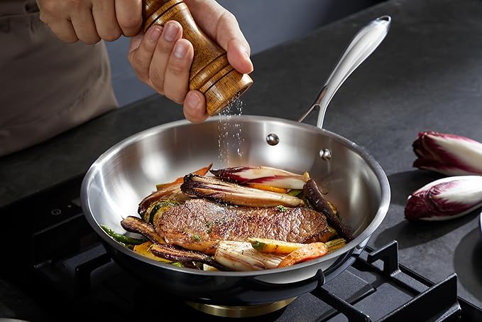5-Ply 10 Pcs Stainless Steel Cookware Set, Pots and Pans Set, Frying Pans, Saucepans, Saute Pan and Stock Pot, Compatible with All Cooktops