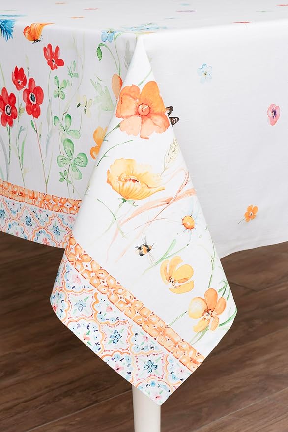 Maison d' Hermine Table Cloth Rectangle Table 100% Cotton 70 x 90 Inches Tablecloth Reusable Decorative for Dining Room Farmhouse Home Valentines Day Decorations Spring Summer - Summer Whisper
