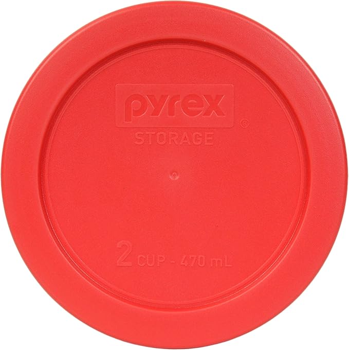 Pyrex 7200-PC 2-Cup Red Food Storage Replacement Lid (4-Pack) - Made in USA