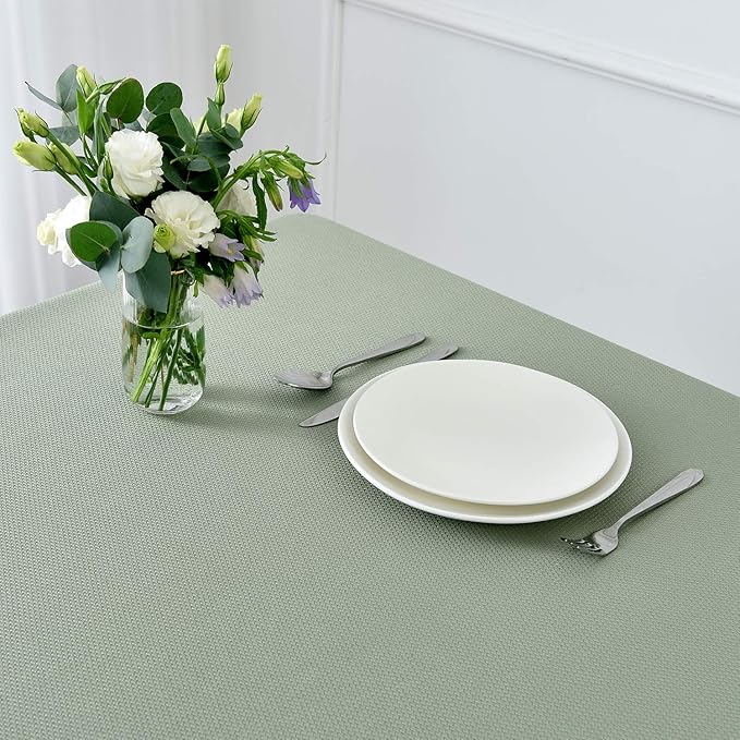 maxmill Textured Rectangular Tablecloth Water Resistance Antiwrinkle Spillproof Soft Jacquard Table Cloth for Dining Room, Buffet Banquet Parties and Holiday Dinners, 60 x 104 Inch, Sage Green