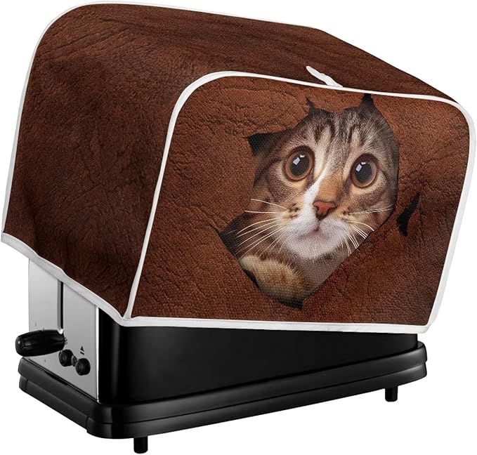 Doojoayie Cat in Wall 4 Slice Toaster Cover Toaster Storage Bag Bread Maker Cover Stain Resistant for Kitchen Small Appliance,Gift for Women