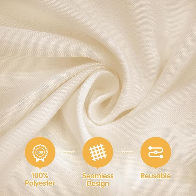 BRILLMAX 6 Pack Beige Tablecloths 90 x 132 Inch for 6ft Rectangle Tables - 150 GSM Polyester Fabric, Floor Length Drop, Water, Stain & Wrinkle Resistant Cloth Cover for Wedding Reception Banquet