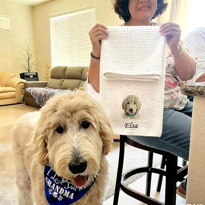 Custom Dog Kitchen Towel Adorable Decorative Towel Featuring Your Dog's Photo and Name The for Dog Lovers