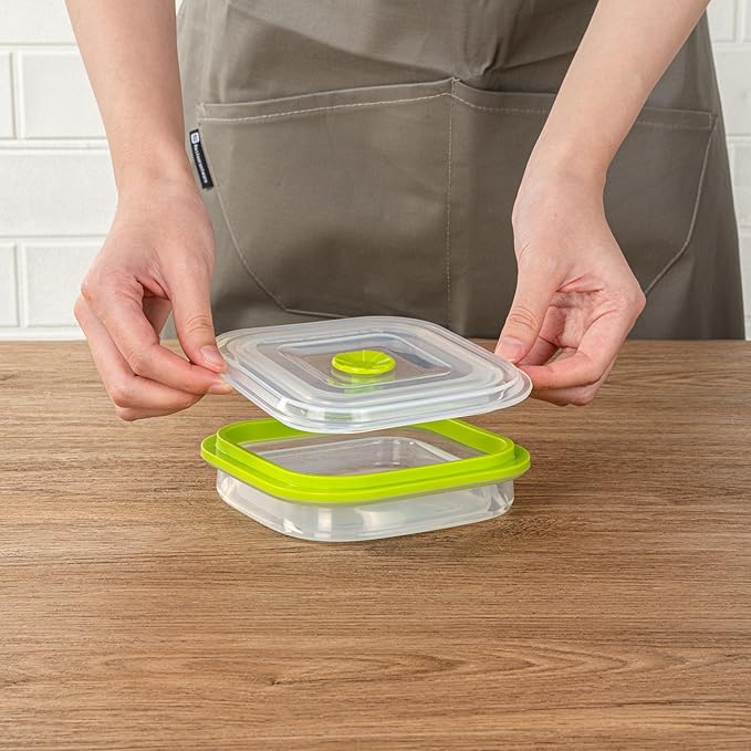 Restaurantware-Fresh Hero 16 Ounce Storage Containers, 20 Durable Airtight Food Containers - Microwavable, Freezable, Green Silicone Collapsible Container, Dishwashable, With Vented Lids