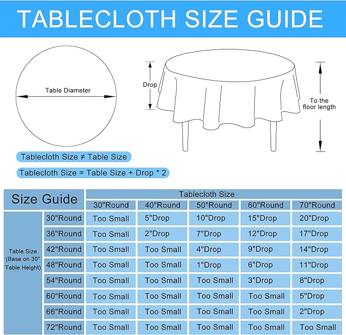 Hiasan Round Linen Tablecloth 70 Inch - Wrinkle and Stain Resistant Washable Polyester Fabric Table Cloth for Dining Room Kitchen Party, Champagne