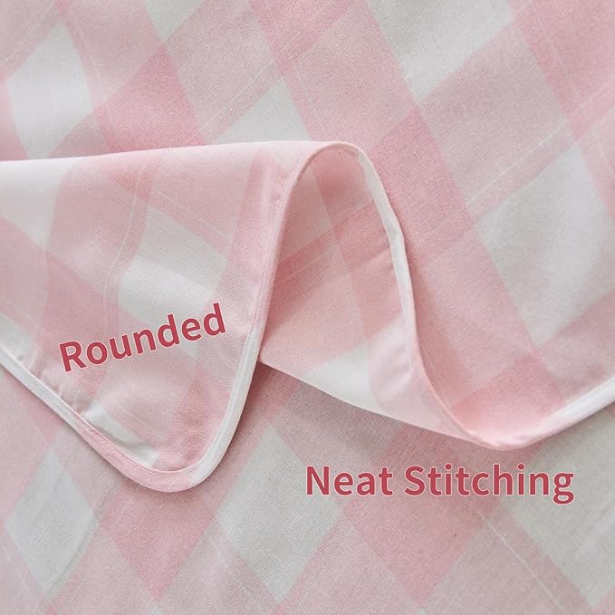 BALCONY & FALCON Gingham Table Cloth Rectangle – Reversible Water-Resistant Cotton Checkered Tablecloth for Outdoor Picnic, Camping, Kitchen, Holiday Party Decor (Pink White, 57x118 Inch)