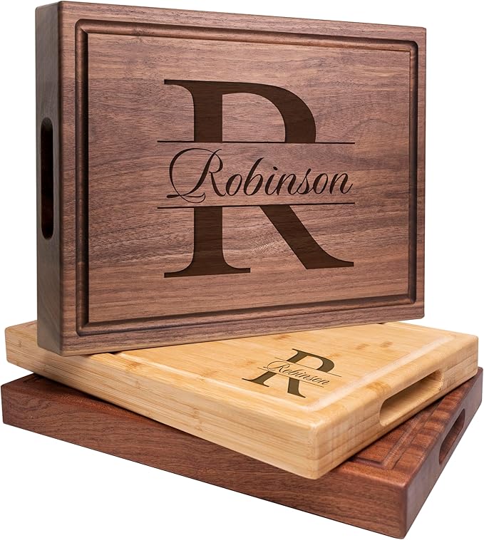 Personalized 17"x12" Extra Thick XL Chopping Block - Custom Engraved Cutting Board, Handmade Kitchen Gift for Christmas, Wedding, Anniversary, Housewarming, Couple, Parents 004