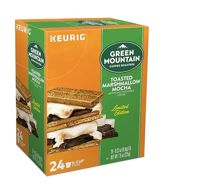 Green Mountain Coffee Roasters Toasted Marshmallow Mocha, Single-Serve Keurig K-Cup Pods, Flavored Light Roast Coffee, 24 Count