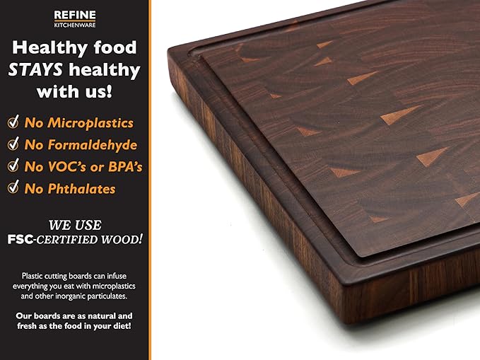 Refine Kitchenware Extra Large Walnut Personalized Engraved Cutting Board - FSC-Certified Wood, Wedding Gift, Custom Walnut Cutting Board, 100% Made In The USA